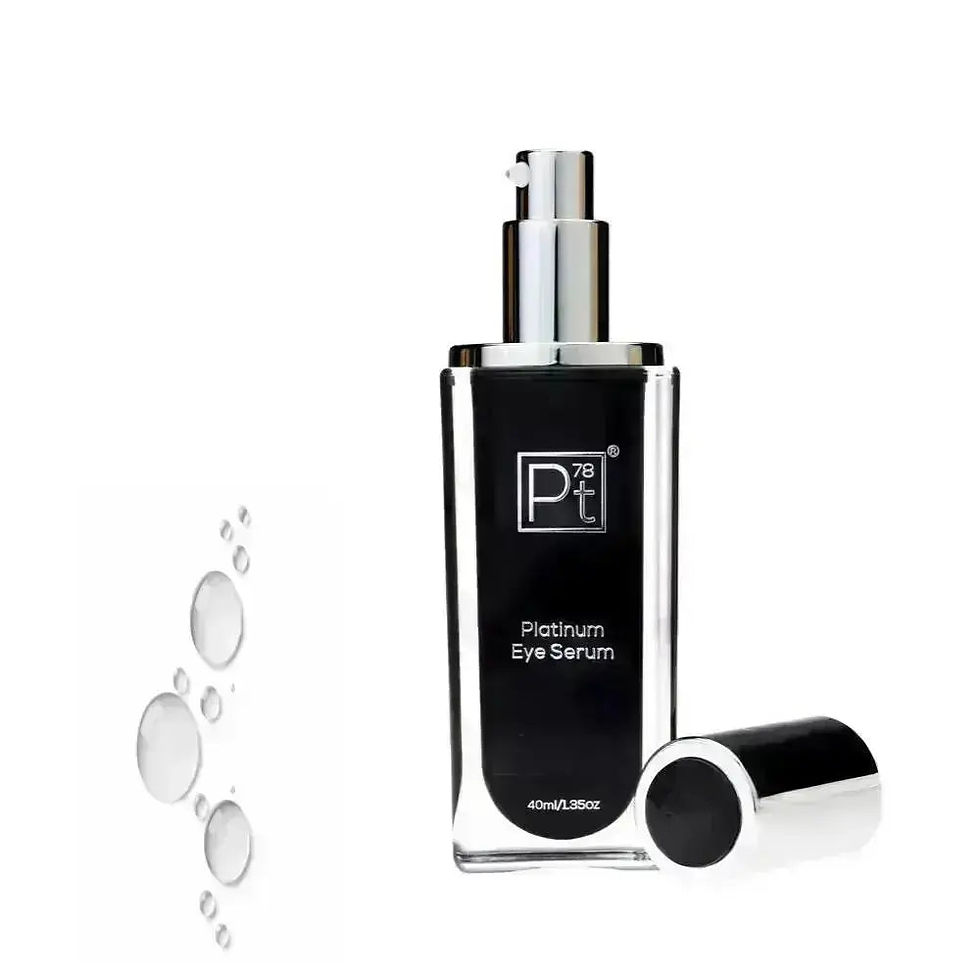 Black bottle 'Pt Platinum Eye-Serum' 1.0 Oz/30mL, silver pump.