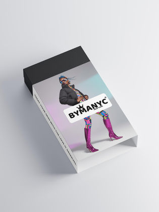 BYMANYC product box featuring stylish person illustration wearing pink boots.