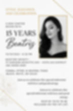 Minimalist digital invitation for Beatriz's 15th birthday party, featuring a white background, gold accents, and elegant typography — perfect for a chic and modern quinceañera.