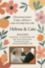 Convite moderno para 4 anos de casamento com tema de flores e frutas, estilo artístico e visual vibrante. Exemplo gerado com IA no ChatGPT.