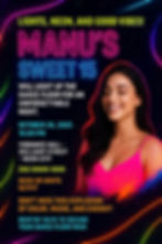 Vibrant 15th birthday digital invitation featuring a Glow Party neon theme, with dark background, fluorescent typography, LED lights, dancing silhouettes, and colorful sparkles.