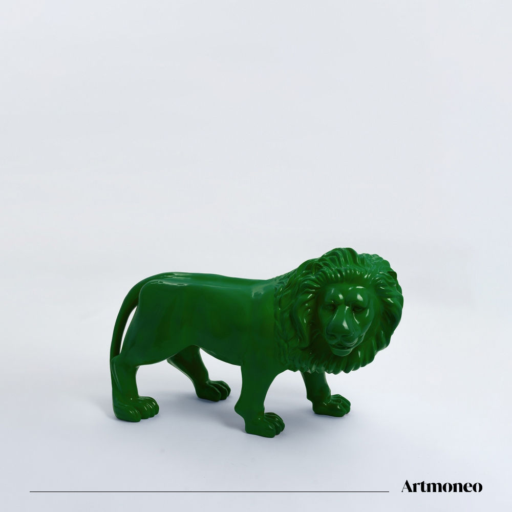 Statue Lion Résine 90cm - Vert Foncé