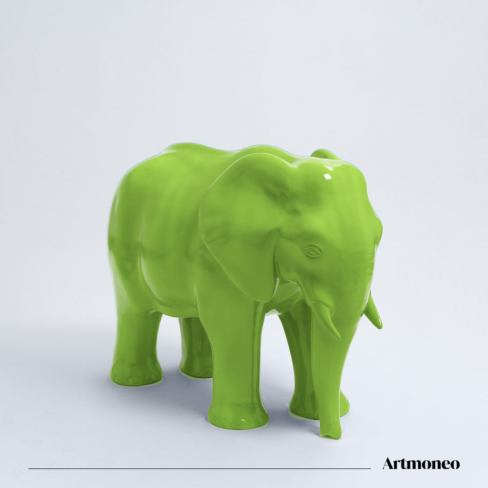 Statue Éléphant Résine 80cm - Vert