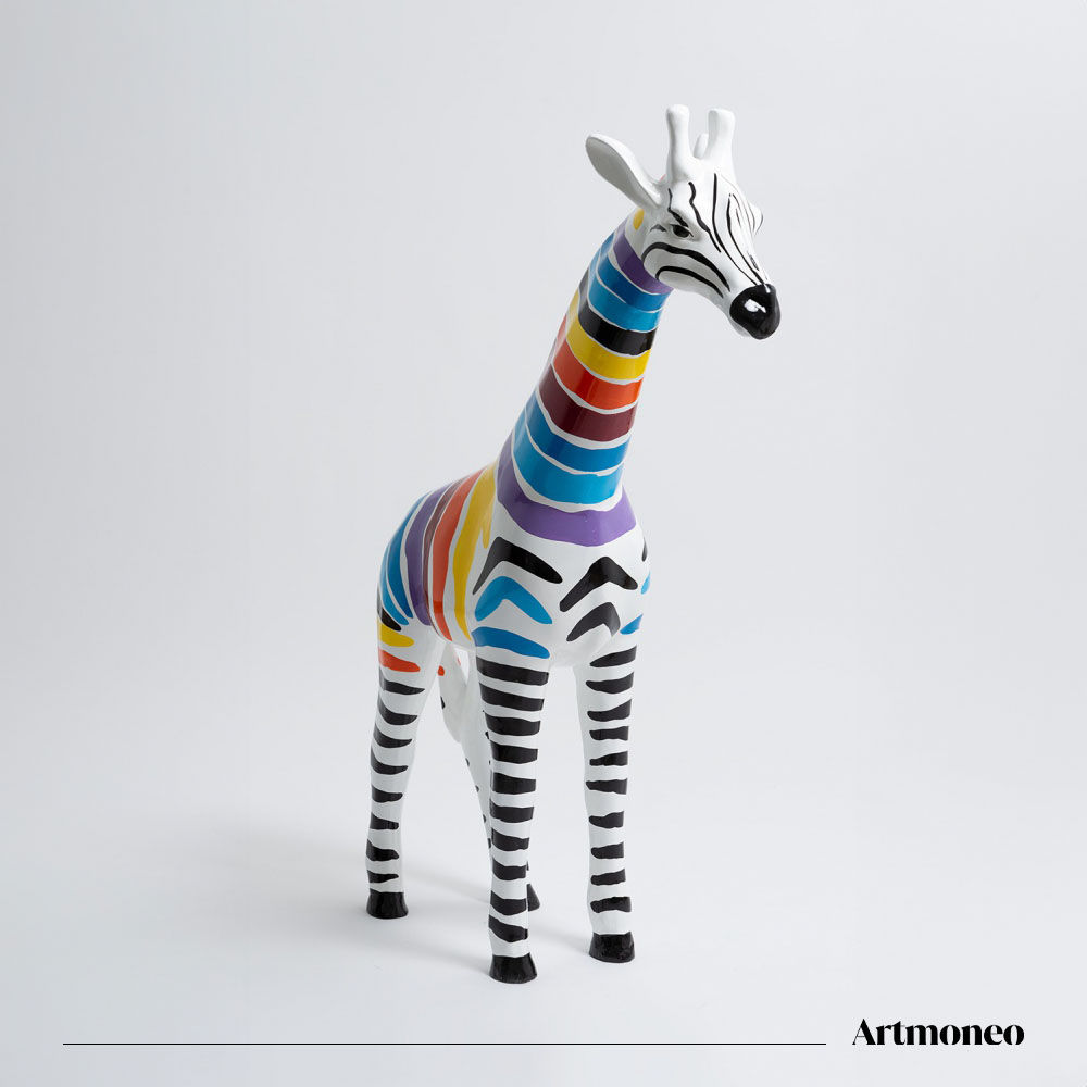 Statue Girafe Résine 110cm - Zèbre Multicolore