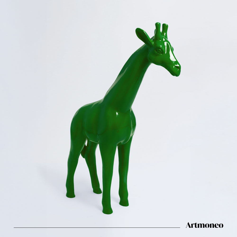 Statue Girafe Résine 110cm - Vert Foncé