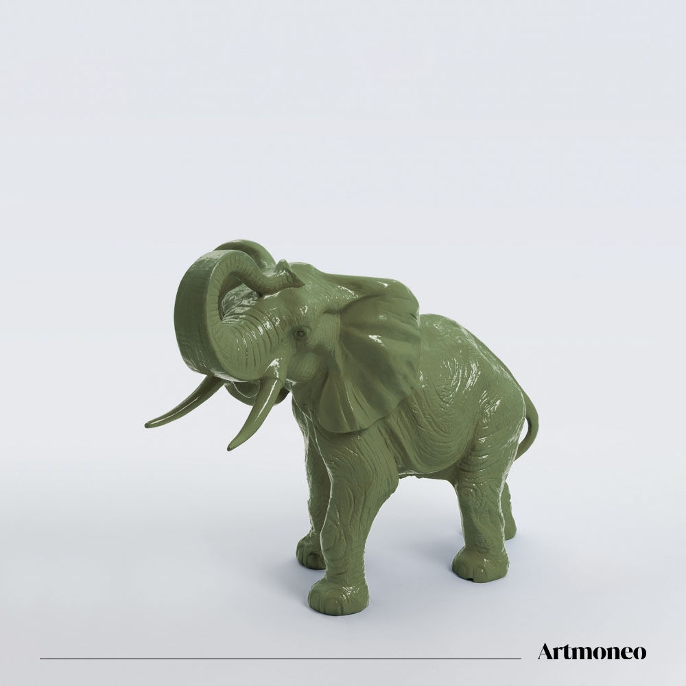 Statue Éléphant Résine 90cm - Kaki