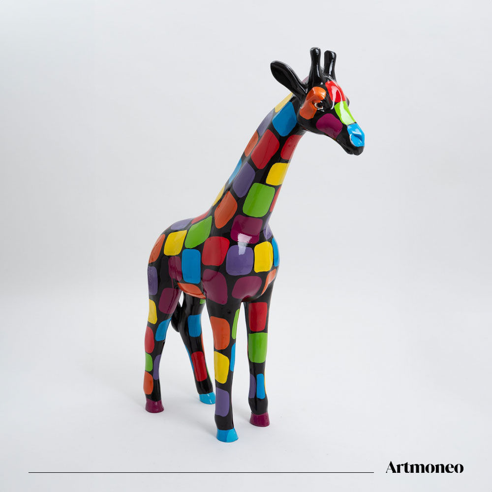 Statue Girafe Résine 110cm - Smarties Noir
