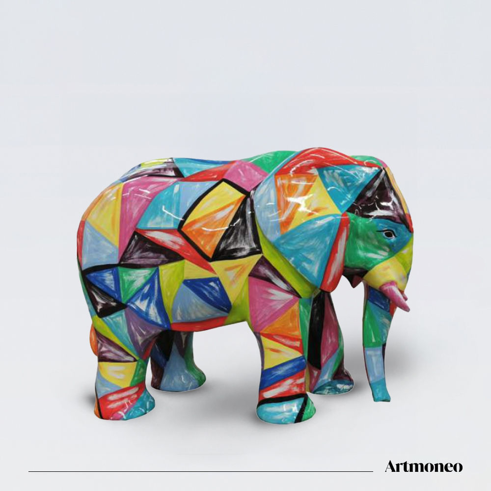 Statue Éléphant Résine 80cm - Multicolore 2