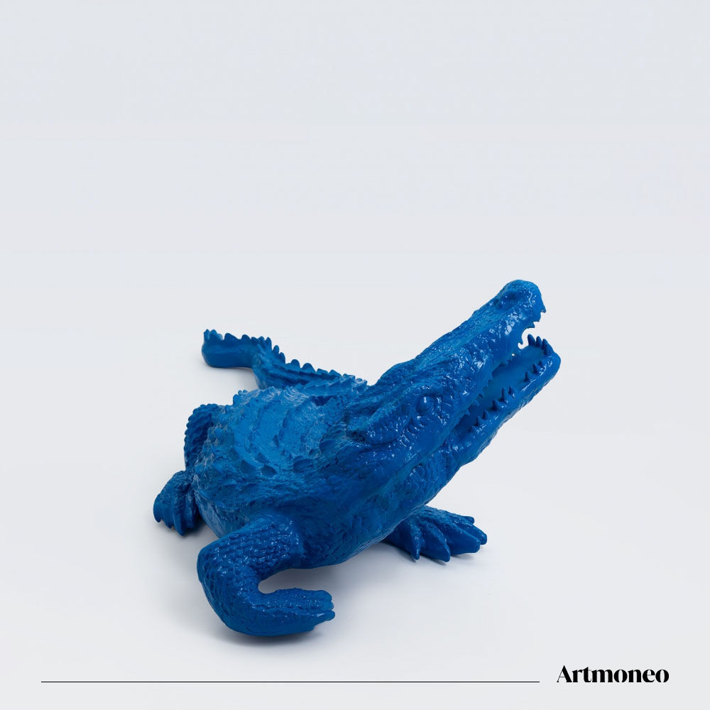 Statue Crocodile Résine 170cm - Bleu Foncé