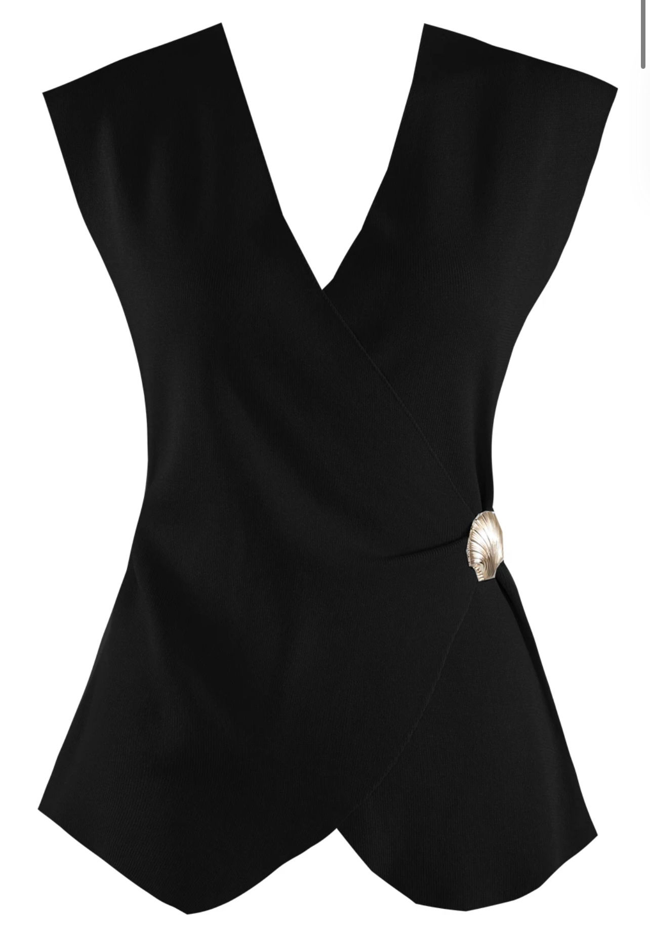 Black Shell Buckle Top
