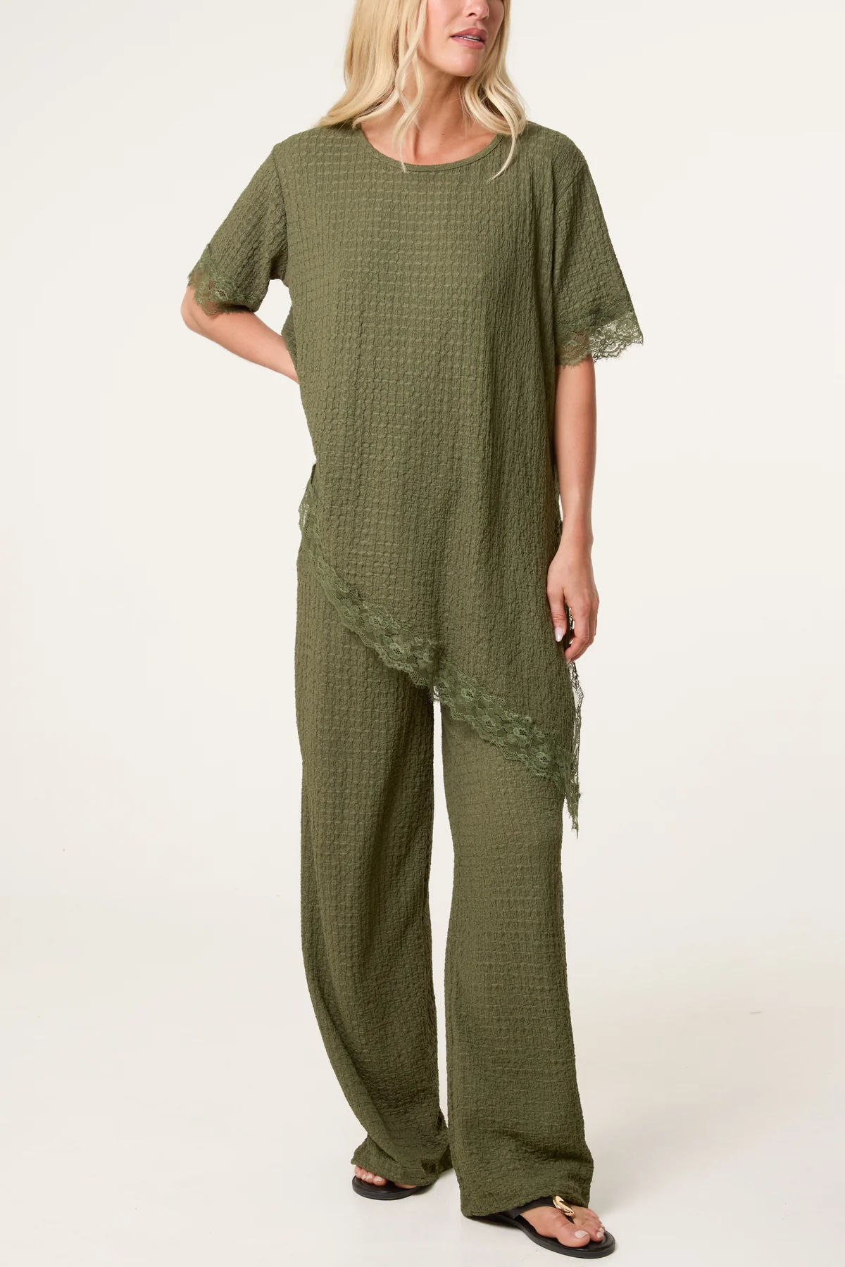Asymmetric Lace Hem Co-ord 