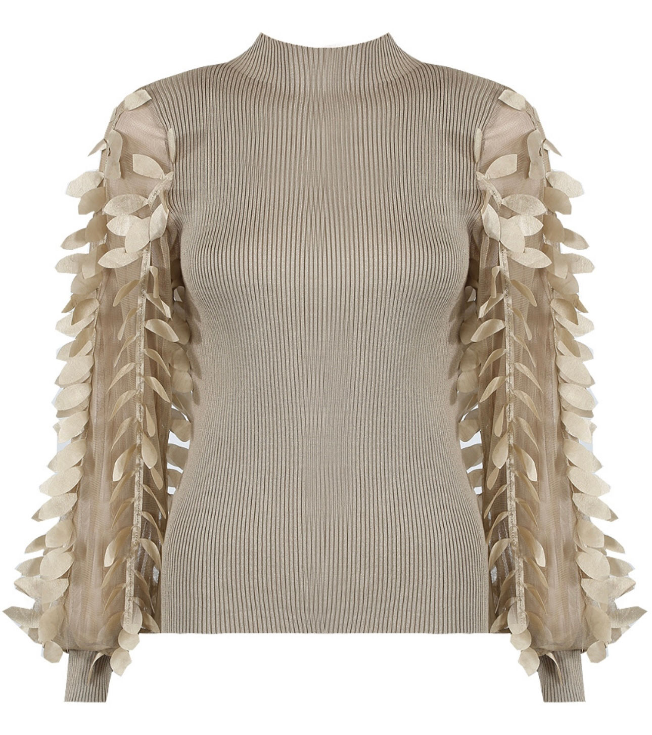 Leaf Sleeve Ribbed Jumper