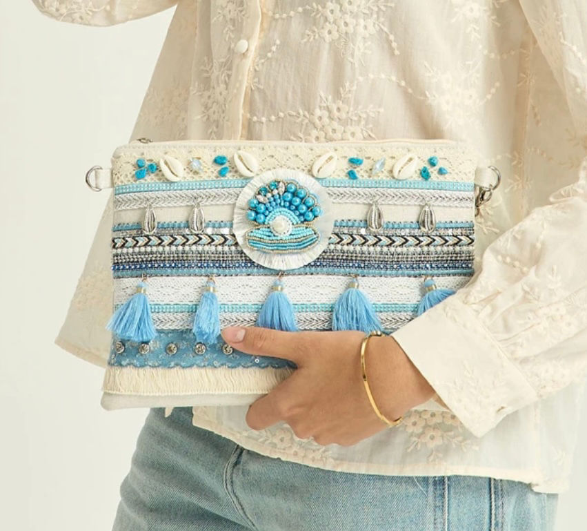 Thumbnail: Blue Shell Embellished Clutch