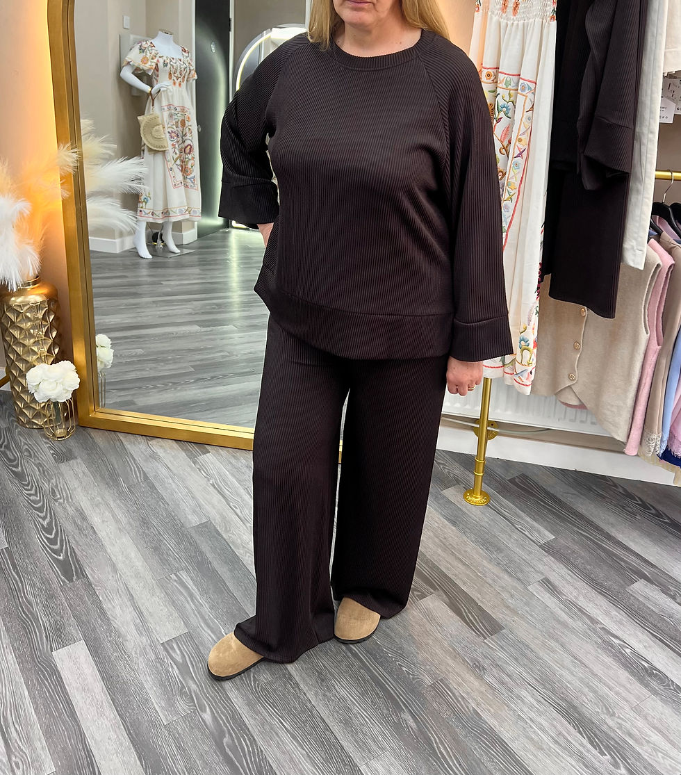 Thumbnail: Brown Ribbed Longe Set 