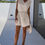 Thumbnail: Pleated Belted Stone Dress