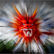 Fiery red dragon face with intense eyes and sharp teeth; background is motion-blurred, creating a dynamic, fierce mood.