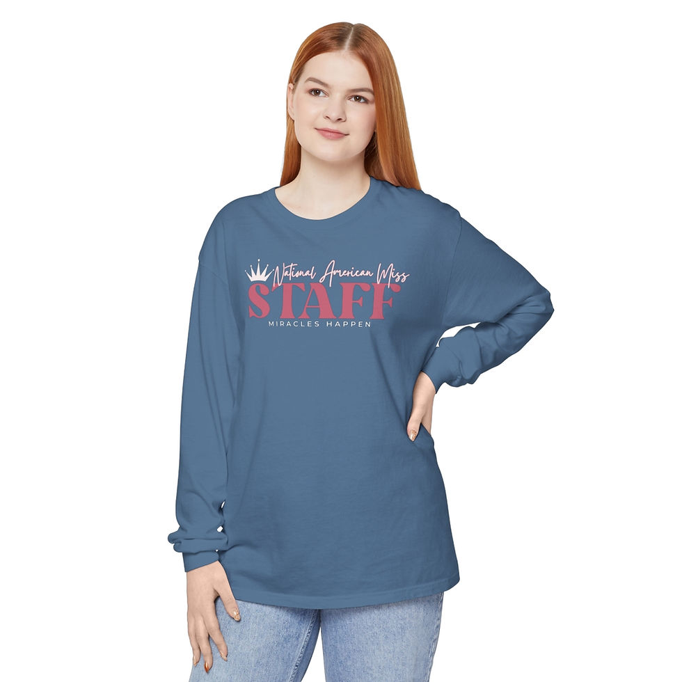 Thumbnail: NAM Staff Miracles Long Sleeve Comfort Colors Tee - Soft Pink Logo