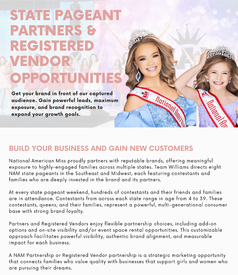 Pageant With Partner PARTNER OPPORTUNITIES | NAM State Pageant