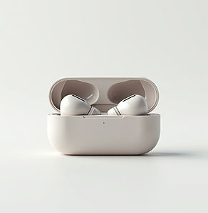Fones de ouvido sem fio brancos em estojo de recarga aberto