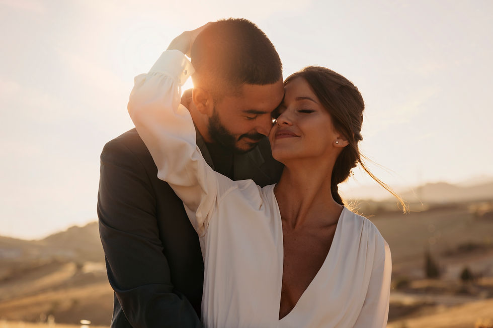couple posing together for engagement shoot