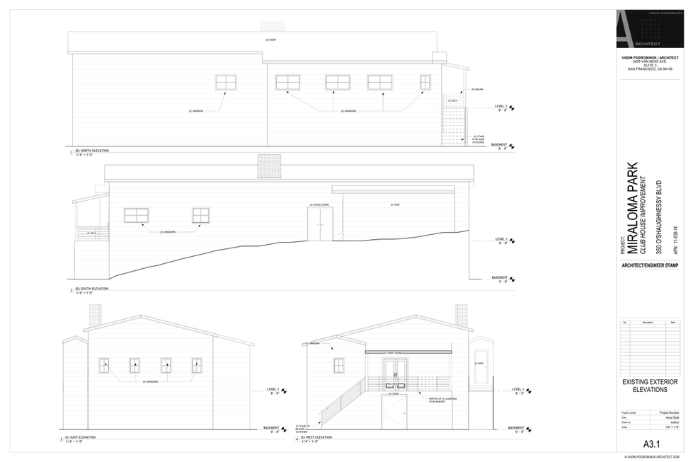 350 O'SHAUGHNESSY BLVD - Sheet - A3-1 - EXISTING EXTERIOR ELEVATIONS