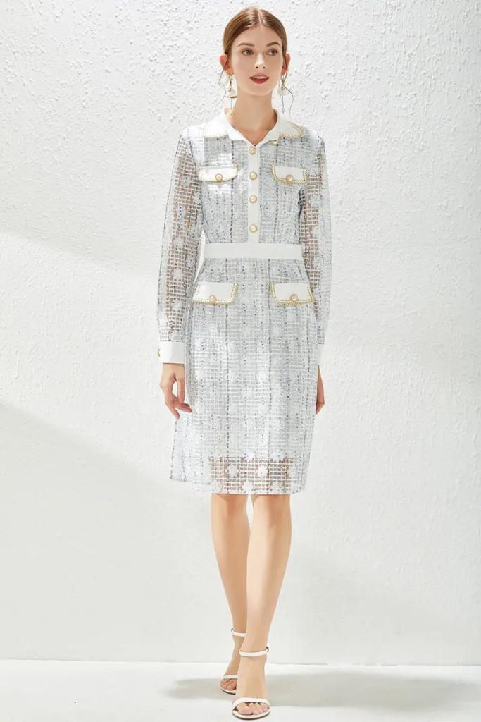 Küçük resim: Mavi İnci Detaylı Midi Elbise Ürün Kodu A1281