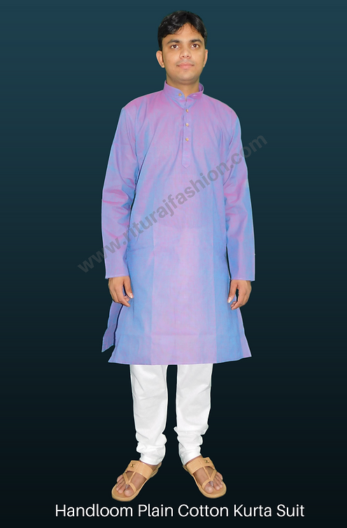 Purple Handloom Plain Cotton Kurta Suit