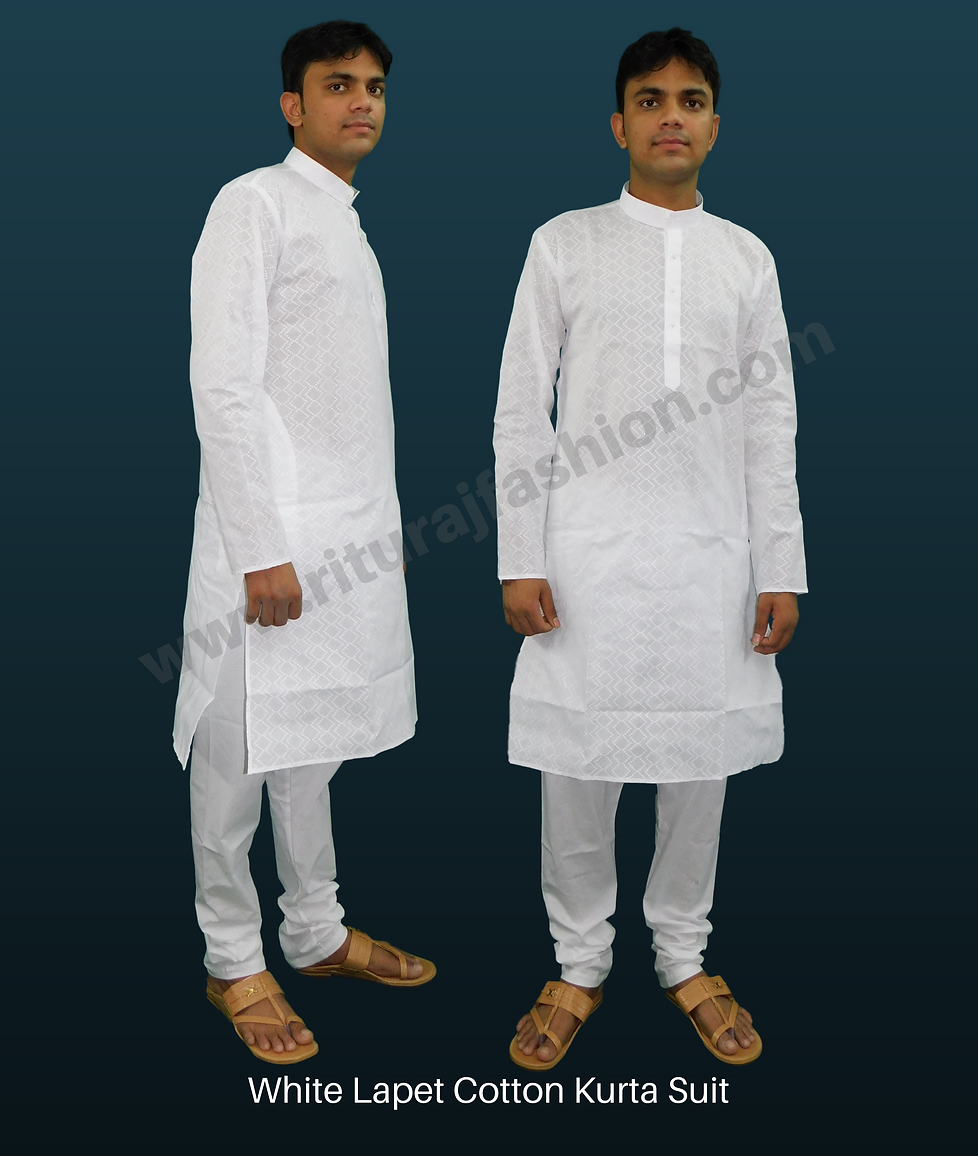 White Lapet Cotton Kurta Suit_3.png