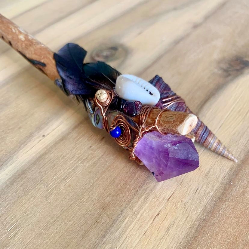 Thumbnail: Amethyst Wand with Carnelian, Garnet & Sea shell