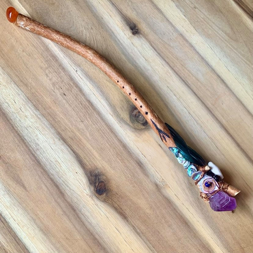 Thumbnail: Amethyst Wand with Carnelian, Garnet & Sea shell