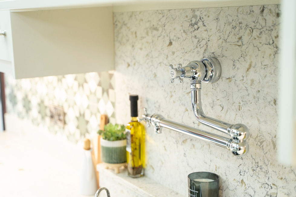 Chrome pot filler and towel bar