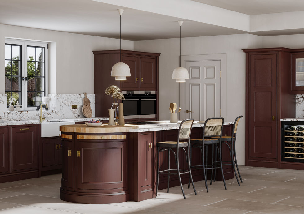 Elegant cherry wood kitchen with island