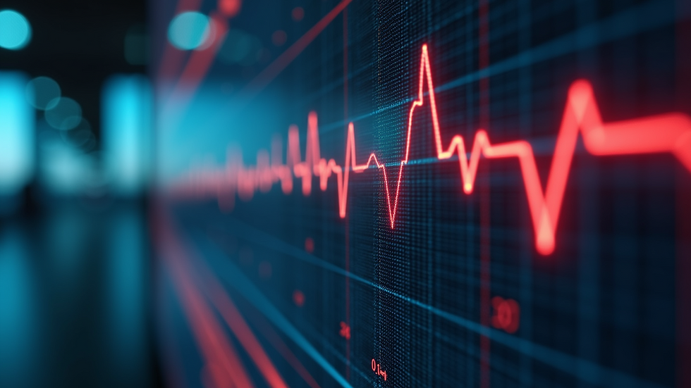 Close-up view of a heart rate monitor displaying heart rate variability data