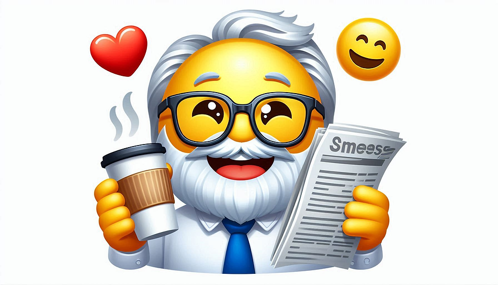 Comemorando o dia dos pais, um pai com jornal, café e coração.