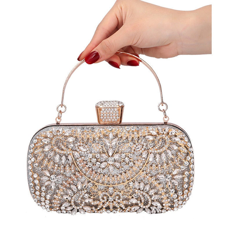 Miniatura: Diamond Evening Clutch Bag for Women Wedding Golden Clutch Purse Chain Shoulder