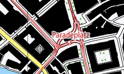 Zwei gelbe Kästen auf der Paradeplatzinsel