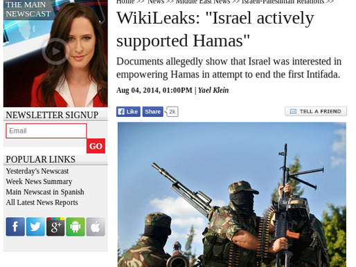 WikiLeaks pokazuje da je Izrael bio zainteresiran za osnaživanje Hamasa
