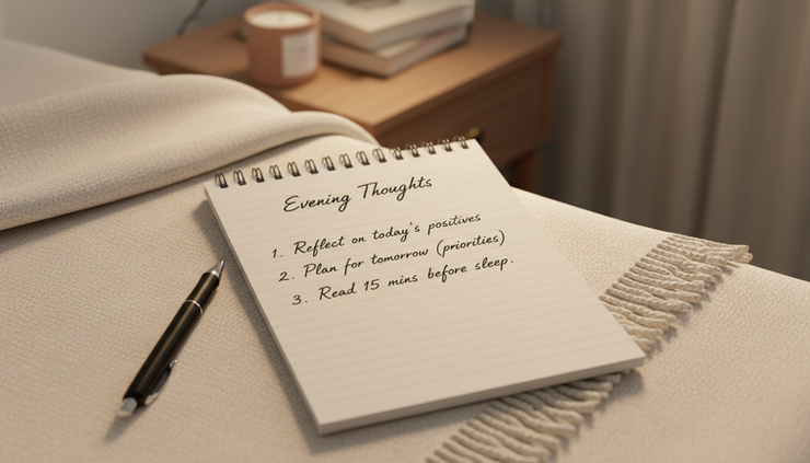 Overhead view of a handwritten list with a few starred items on a notebook page.