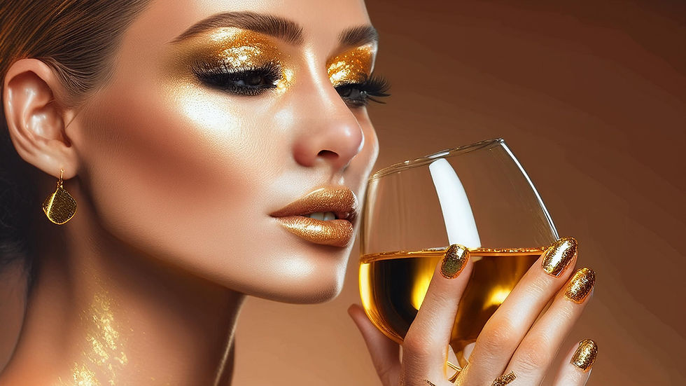 A beautiful woman drinking relaxing with a glass of EJ PRETTY WINE