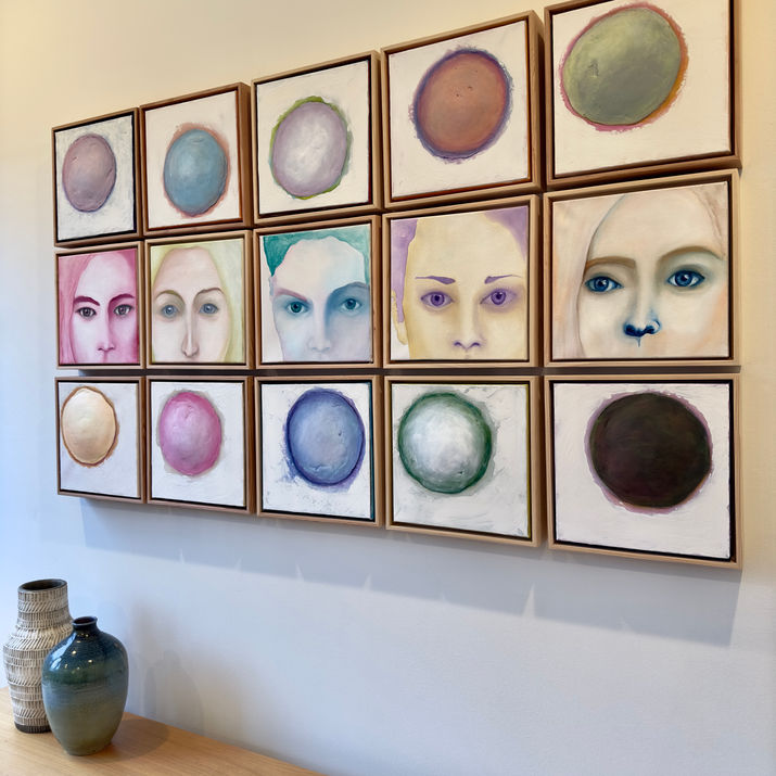 Multiple paintings that can be configured to enhance interior design and bring an artistic aesthetic to any room. 