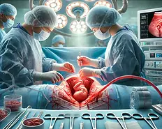 DALL·E 2024-09-09 14.18.30 - A detailed surgical scene of a cesarean section in a modern o