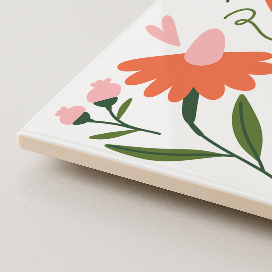 Detail van bloemen tegeltje