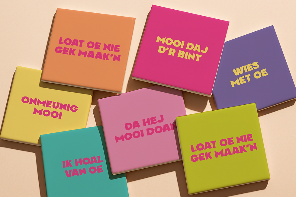 Gekleurde tegels met je eigen tekst