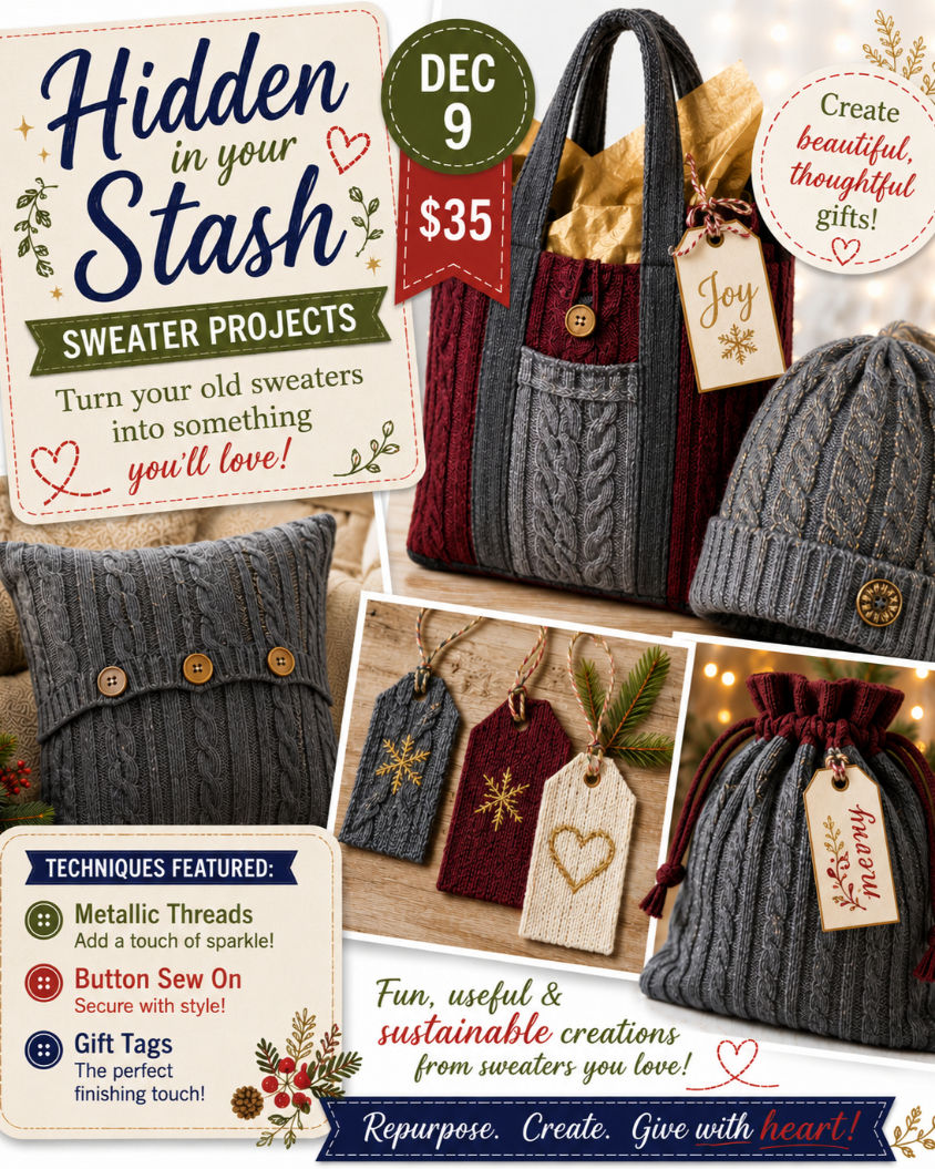 Hidden in Your Stash: Metallic Thread and Buttons
