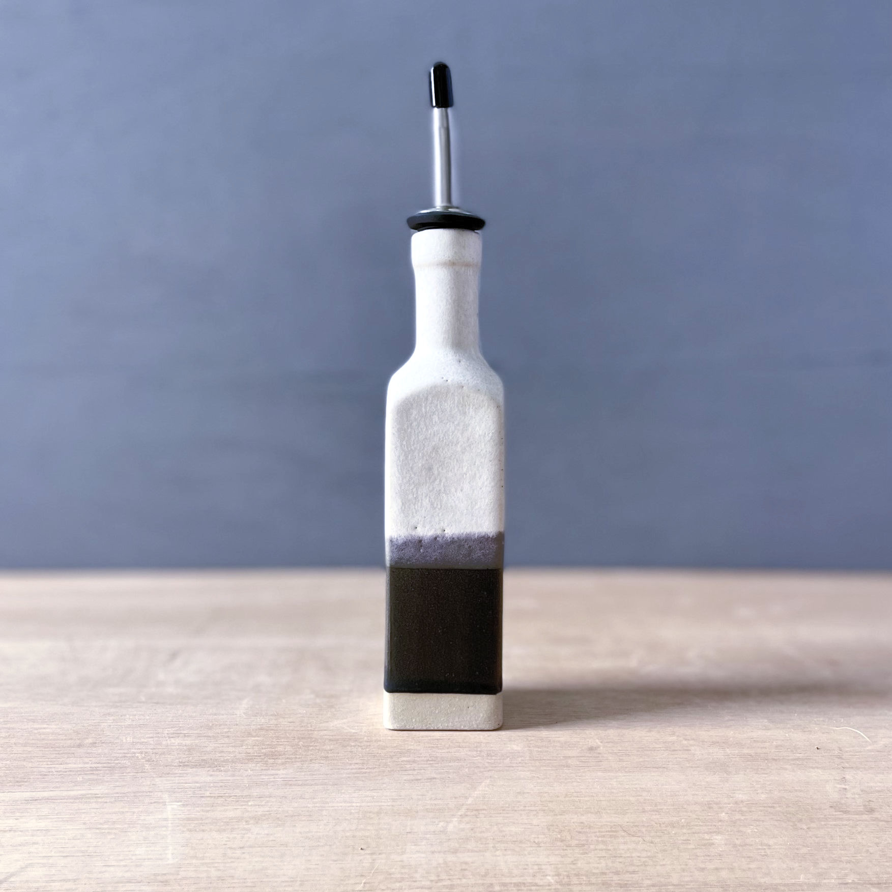 Matt Black and White Olive Oil Bottle