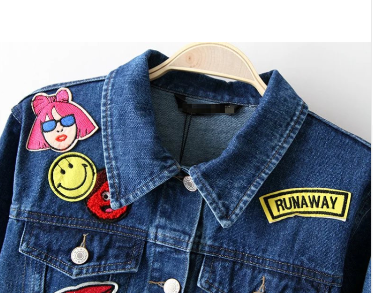 Thumbnail: Women's Retro Distressed Patch Denim Jean Jacket