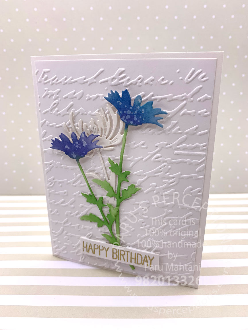 Bunch of flowers white emboss