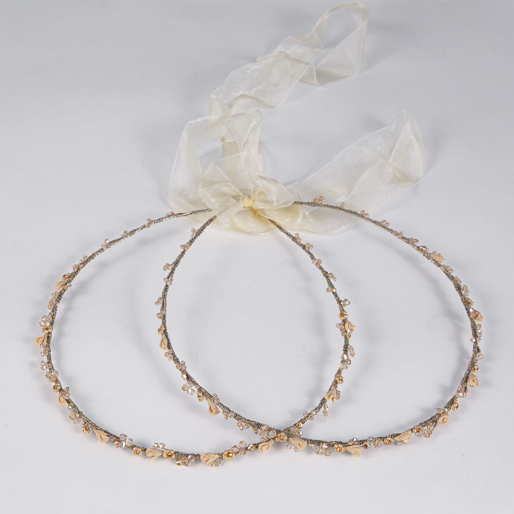 Στέφανα Γάμου χρυσά με κρυσταλλάκια και λουλουδάκια