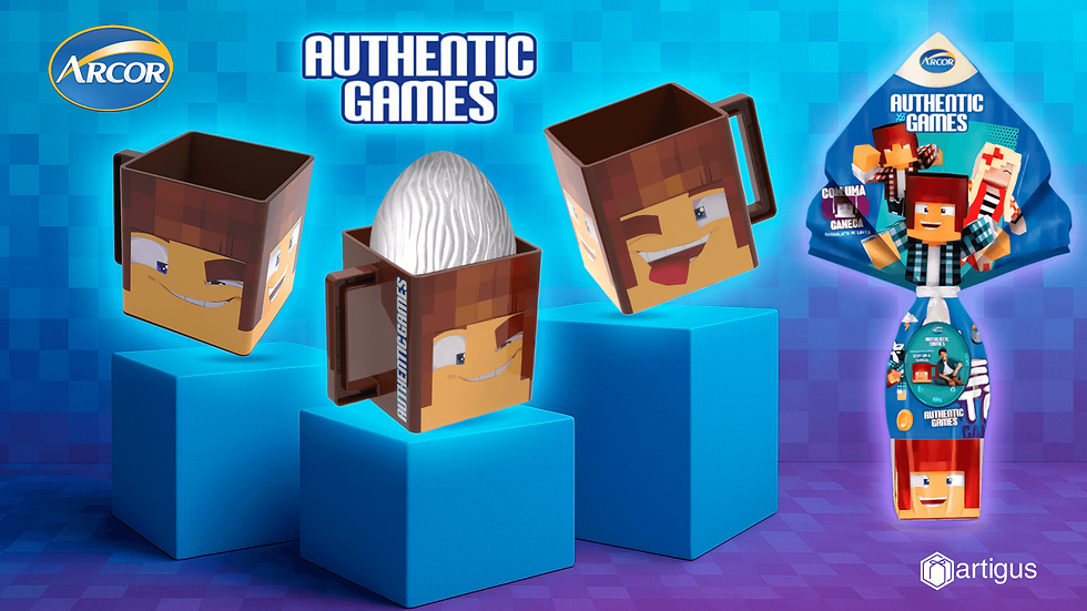 Produtos promocionais e personalizados Artigus - case de sucesso authentic games arcor caneca quadrada
