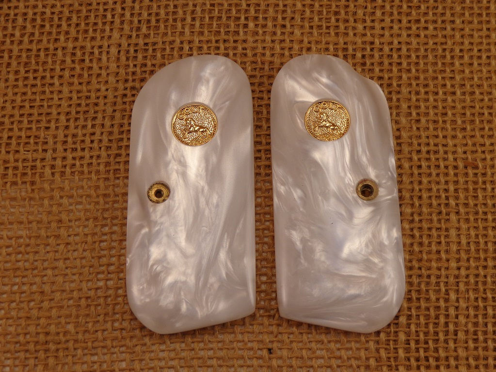 Colt 1903 Pocket White Pearl with Gold Colt Medallions